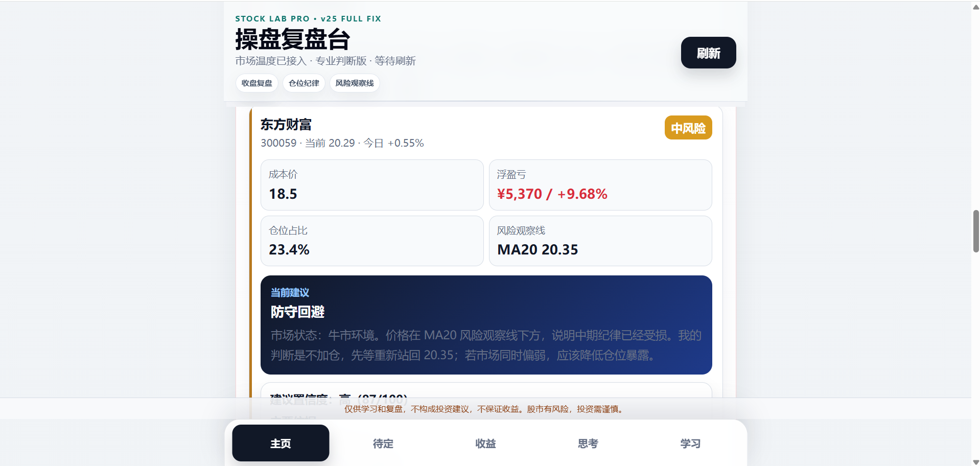 个股专业复盘结论截图，占位图
